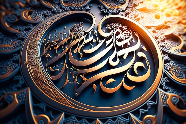 A beautiful arabic calligraphy of a calligraphy of a koran.