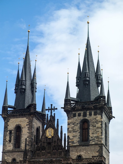 Красивые архитектурные здания в Праге, столице Чехии.