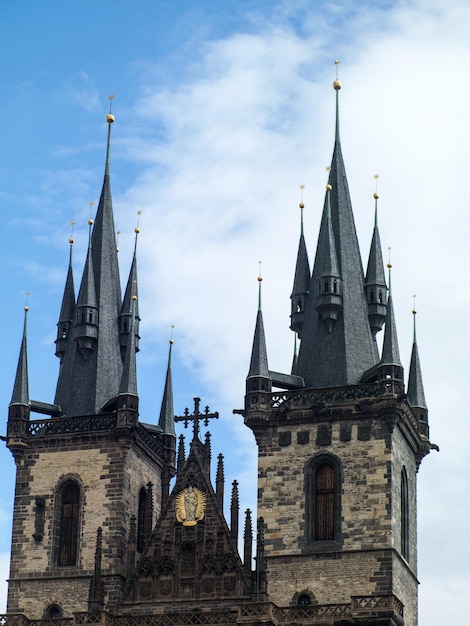 Beautiful architectural buildings in Prague, the Czech capital.