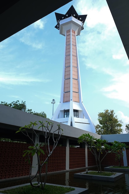 Beautiful architecture of the Baiturrahman Mosque place of worship for muslim in Semarang Indonesia