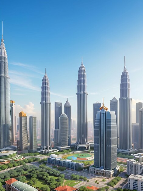 Beautiful architecture building exterior city in kuala lumpur skyline