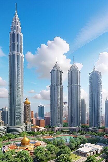 Beautiful architecture building exterior city in kuala lumpur skyline