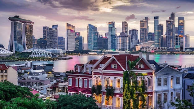 Photo beautiful architecture building exterior cityscape in singapore city skyline