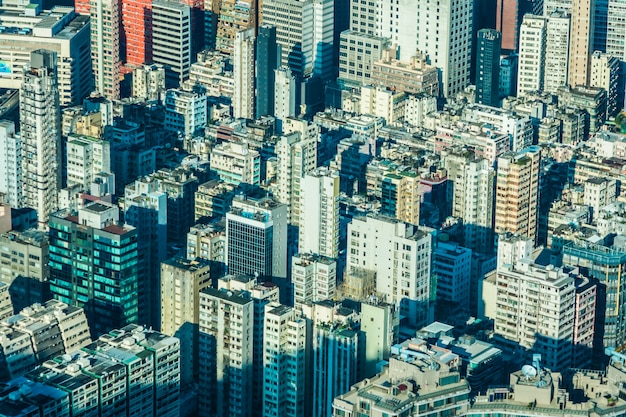 도시에 거주하는 홍콩 사람들의 아름다운 건축 건물