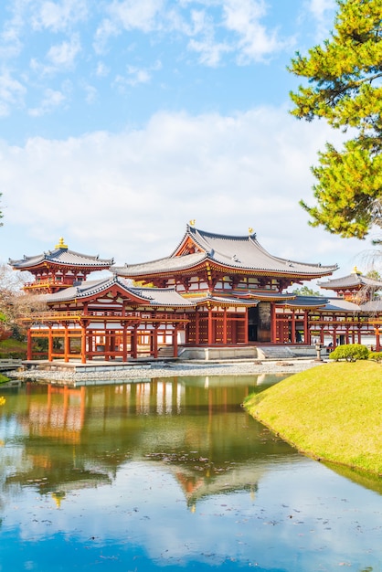 beautiful architecture byodo-in temple at kyoto.