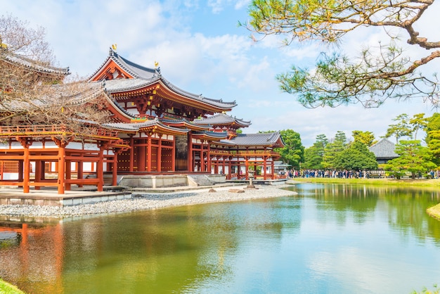 beautiful architecture byodo-in temple at kyoto.