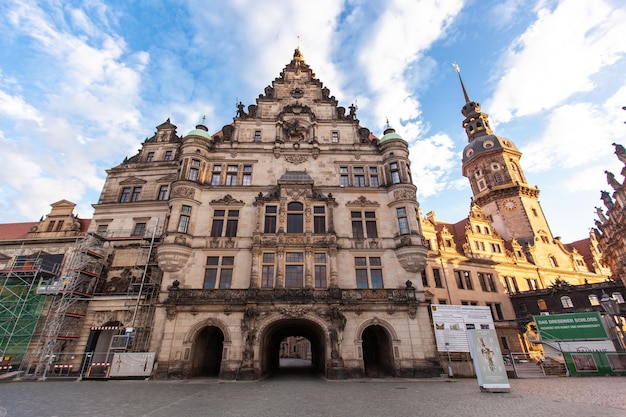 Beautiful architecture and cathedrals of the central part of the city of Dresden Germany