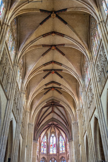 Beautiful architecture of the medieval cathedral of the tourist town of bayonne in france