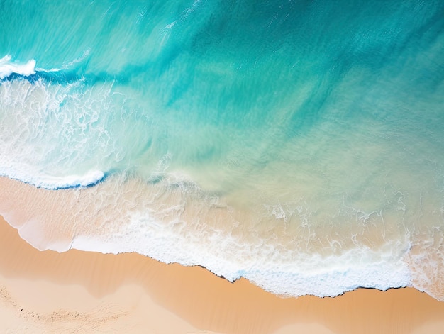 Фото Прекрасный снимок тропического пляжа с волнами, разбивающимися на песке