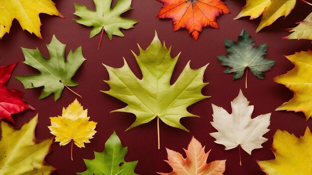 Beautiful arrangement of bright autumn leaves