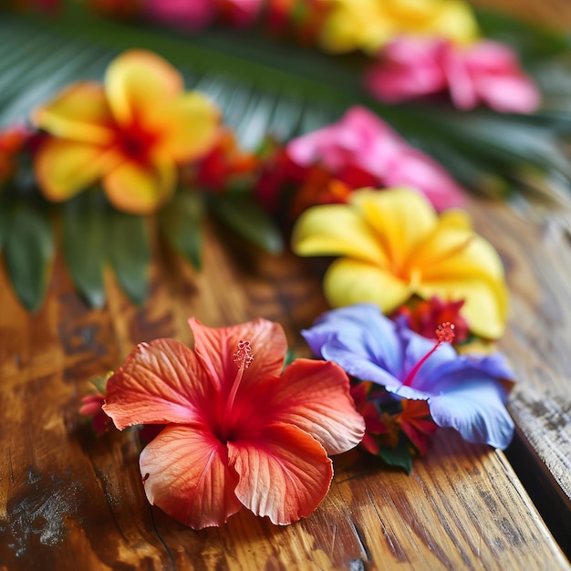 Foto una bella disposizione di fiori su un muro di bambù