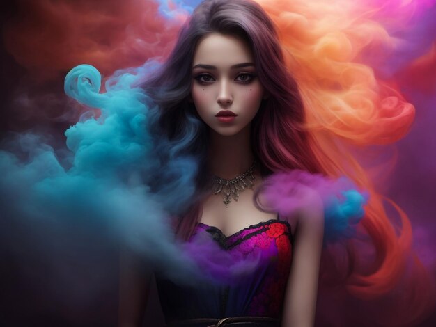 A beautiful art for a girl with a colorful background