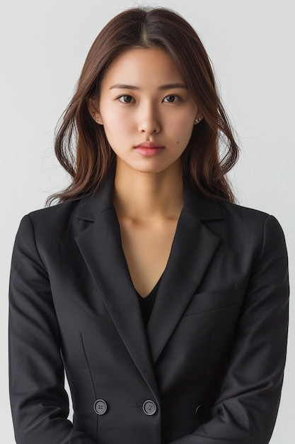 Красивая азиатская бизнесменка на изолированном фоне, созданная с помощью генеративного ИИ