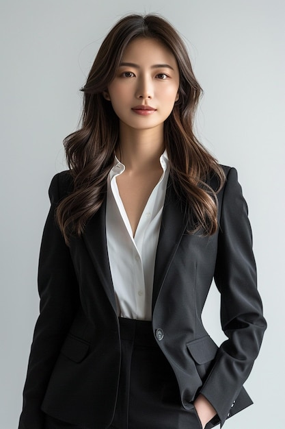 Beautiful Asian Businesswoman on Isolated Background created with Generative AI