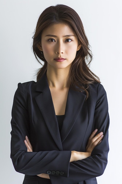 Beautiful Asian Businesswoman on Isolated Background created with Generative AI