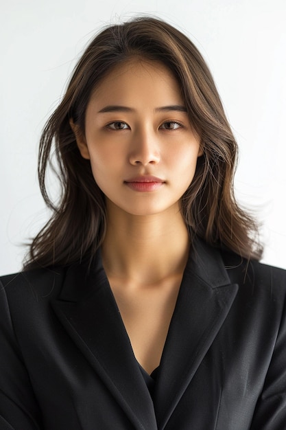 Beautiful Asian Businesswoman on Isolated Background created with Generative AI