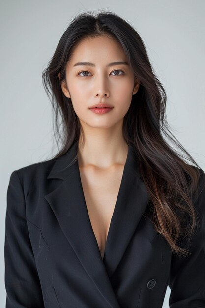 Beautiful Asian Businesswoman on Isolated Background created with Generative AI