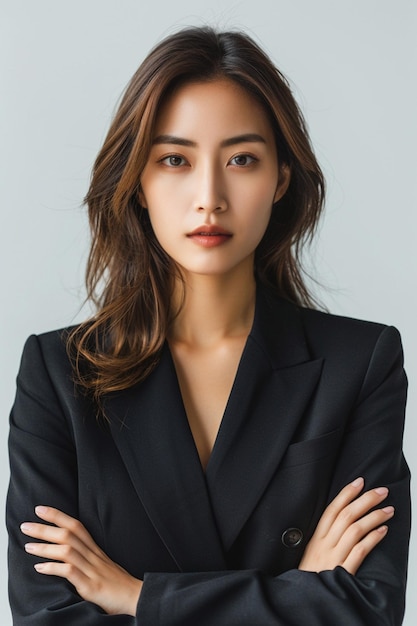 Beautiful Asian Businesswoman on Isolated Background created with Generative AI