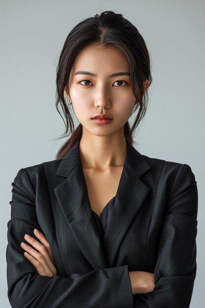 Beautiful Asian Businesswoman on Isolated Background created with Generative AI