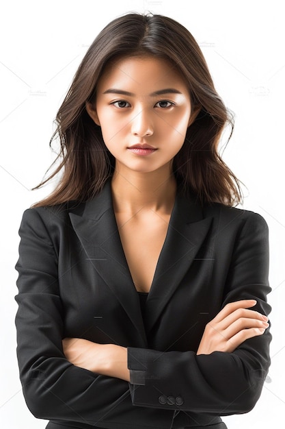 Beautiful Asian Businesswoman on Isolated Background created with Generative AI