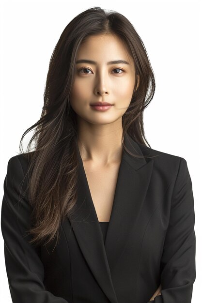 Beautiful Asian Businesswoman on Isolated Background created with Generative AI