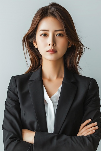 Beautiful Asian Businesswoman on Isolated Background created with Generative AI