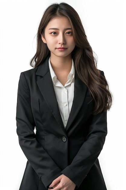 Photo beautiful asian businesswoman on isolated background created with generative ai