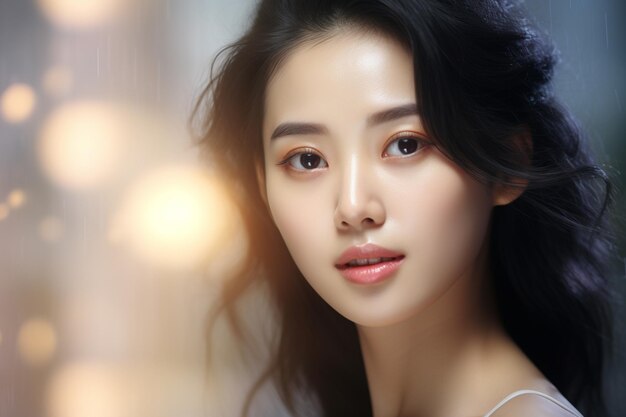 beautiful asian girl model close up face japanese girl or korean girl type