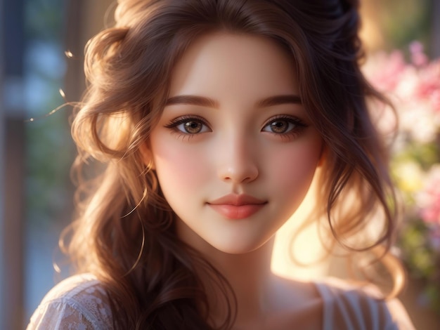 아름다운 아시아 소녀 초상화