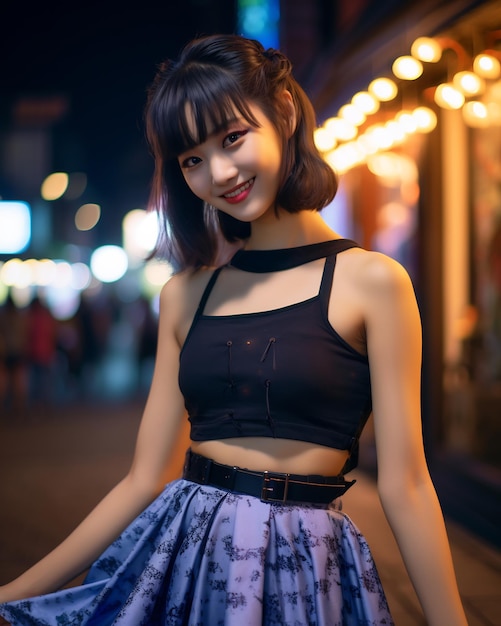 Photo beautiful asian girl on trandy casual outfit