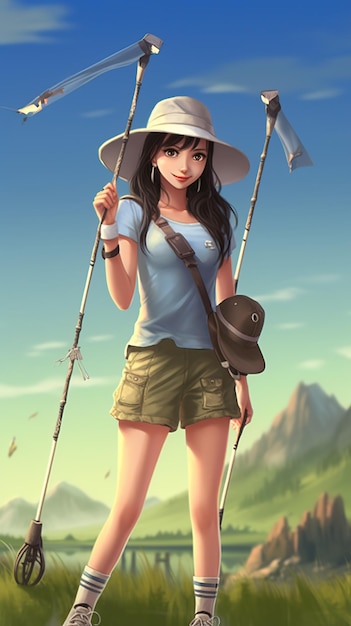 Photo beautiful asian girl vector illustration