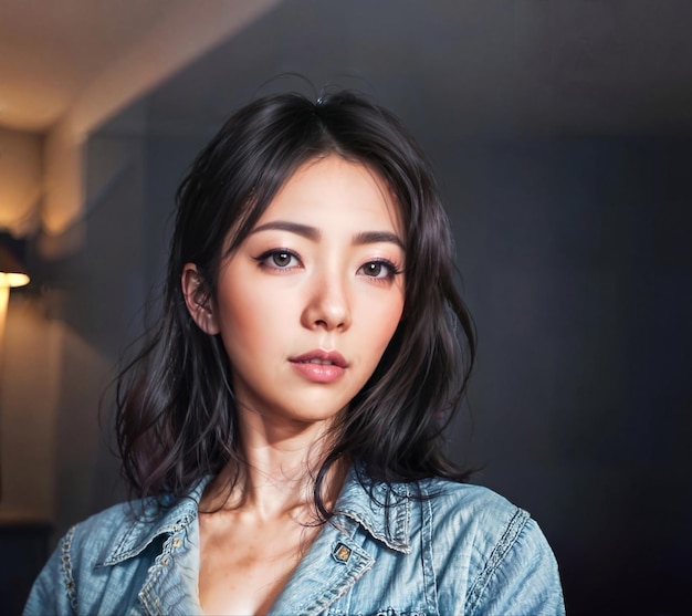 집 아파트 생성 AI에서 아름다운 아시아 중년 여성