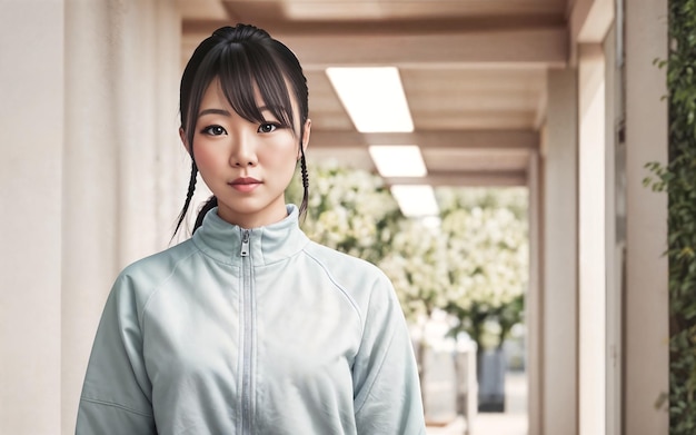 Beautiful asian middle aged woman at house apartment generative AI