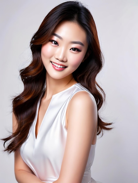 Красивая азиатская модель с очаровательной улыбкой