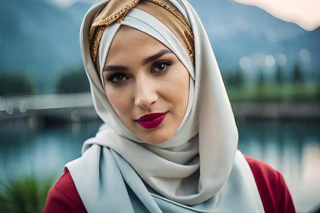 A beautiful asian muslim woman wearing hijab