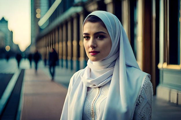 a beautiful asian muslim woman wearing hijab