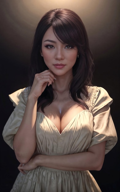 アパート・マンション夜間生成AIの美しいアジア人女性