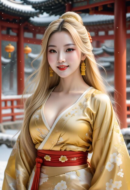 A beautiful asian woman in kimono