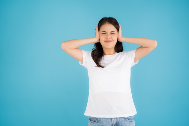 Beautiful Asian woman standing doing various poses