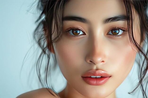 부드러운 피부를 가진 아름다운 아시아 여성 Generative Ai
