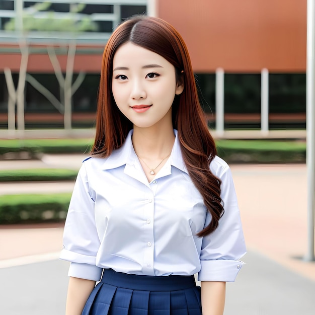 Beautiful asian woman with student uniform generative art by AI