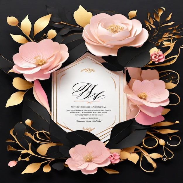 Photo a beautiful and attractive luxury wedding invitation card design with elegant floral background