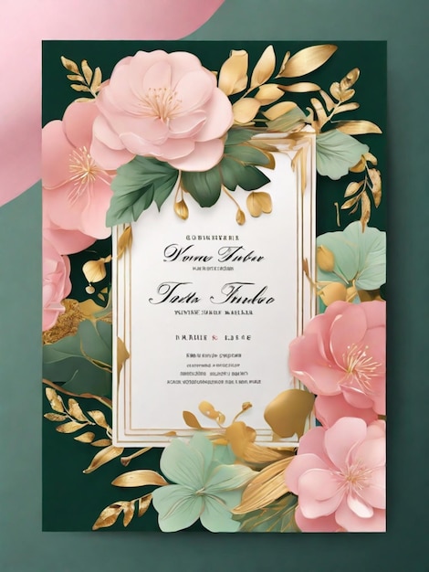 Photo a beautiful and attractive luxury wedding invitation card design with elegant floral background