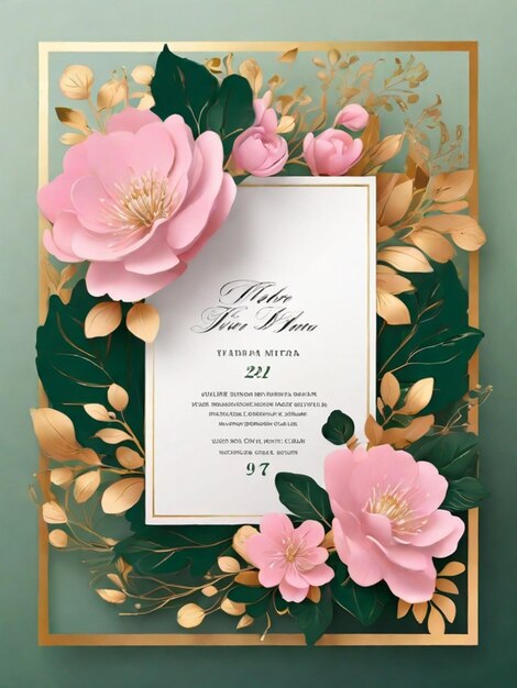 A beautiful and attractive luxury wedding invitation card design with elegant floral background