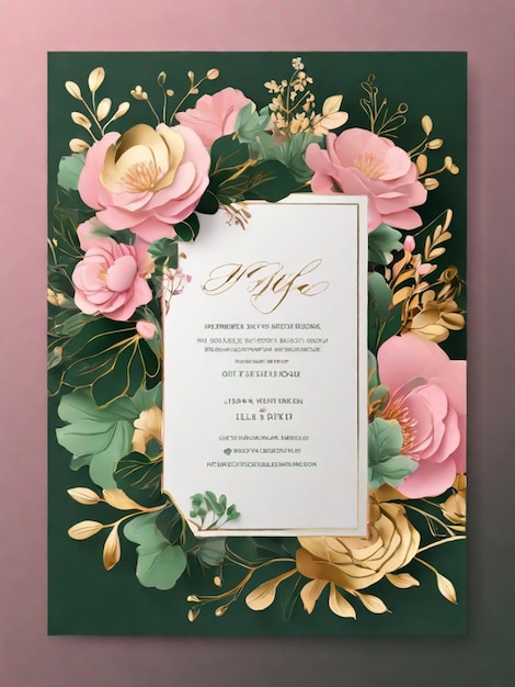 A beautiful and attractive luxury wedding invitation card design with elegant floral background