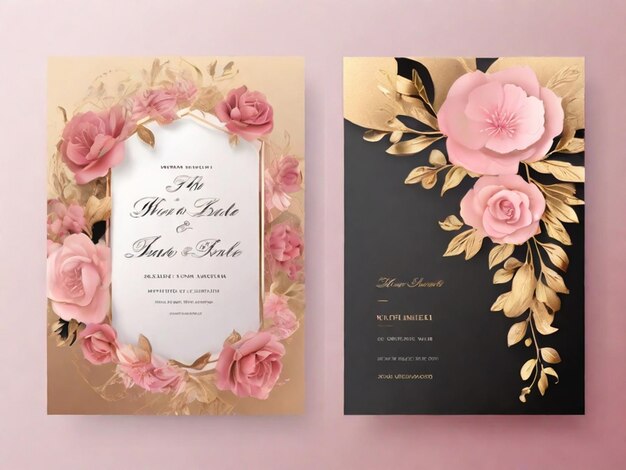 A beautiful and attractive luxury wedding invitation card design with elegant floral background