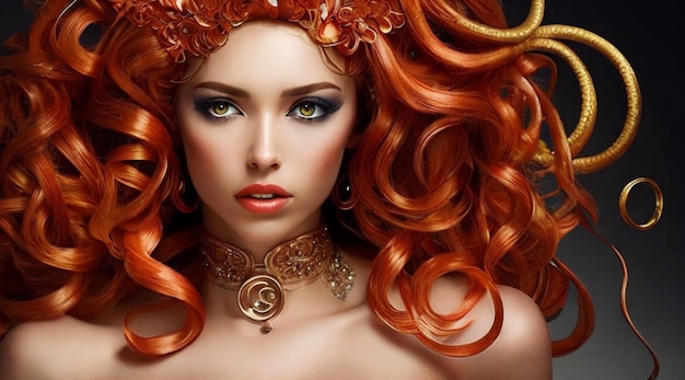 beautiful attractive medusa with beautiful eyes and aesthetic body