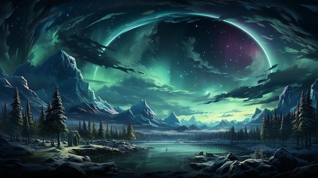 Beautiful aurora background