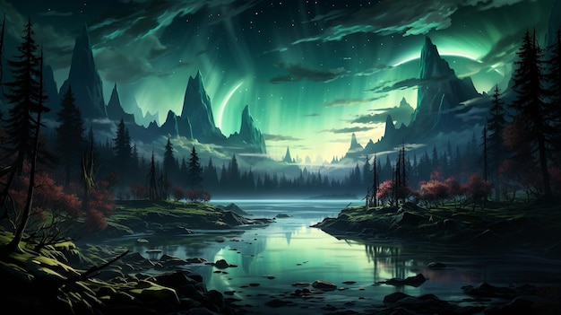 Premium AI Image | Beautiful aurora background