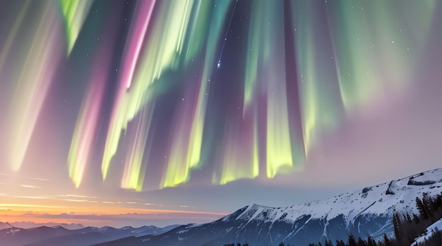 Beautiful aurora borealis for anime style wallpaper